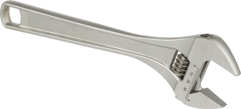 McMaster 7430A35 Chrome-Plated Steel Adjustable Wrench, Plain Grip, 12" Overall Length, 1-1/2" Max Jaw Capacity, SAE AS4984