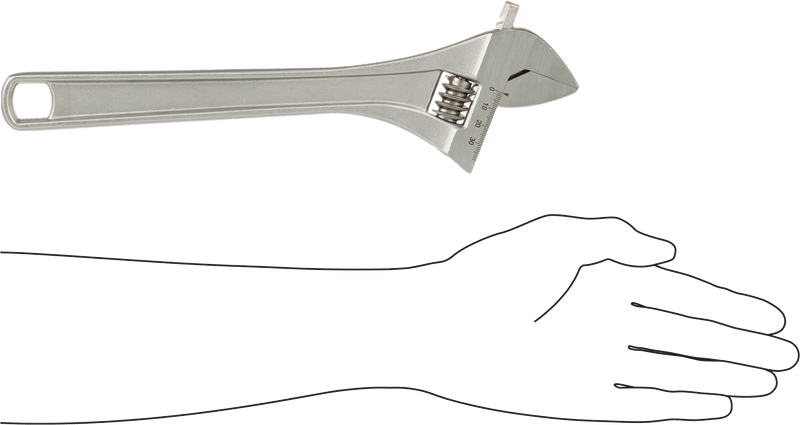 McMaster 7430A35 Chrome-Plated Steel Adjustable Wrench, Plain Grip, 12" Overall Length, 1-1/2" Max Jaw Capacity, SAE AS4984