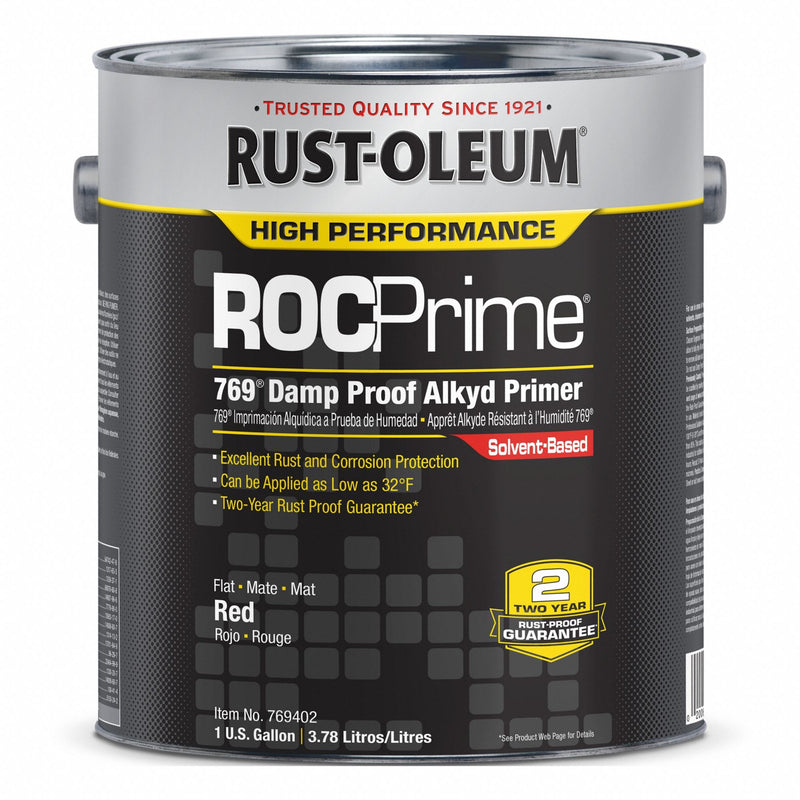 Rust-Oleum 769402 High Performance 7400 System Interior/Exterior Primer, Red Modified Alkyd Solvent-Based, 1 gal, for Metal Surfaces, Apply Direct-To-Rust