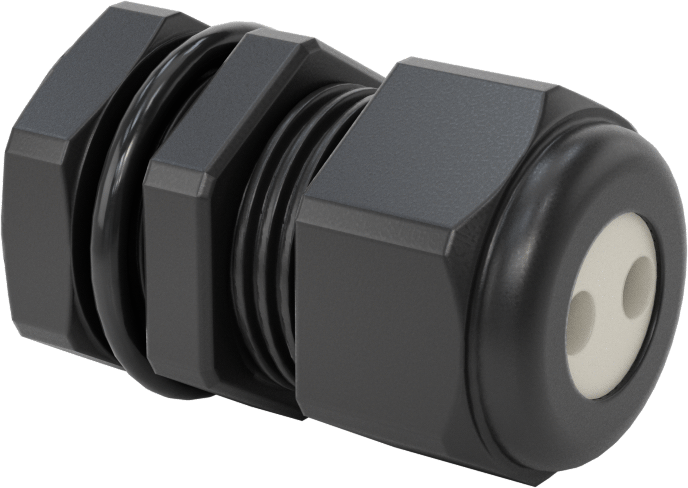 McMaster 7807K33 Multi-Cord Grip, Wet-Location, Black Nylon, for Two 0.16"-0.2" OD Cords