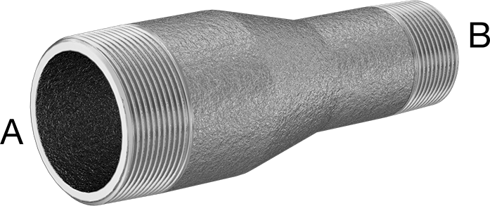 McMaster 7818K228 Thick - Wall Pipe Nipple Reducer Galvanized Steel, Threaded on Both Ends, 2 x 1 - 1/4 NPT - KVM Tools Inc.KV7818K228