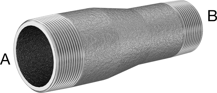 McMaster 7818K229 Thick - Wall Pipe Nipple Reducer Galvanized Steel, Threaded on Both Ends, 2 x 1 - 1/2 NPT - KVM Tools Inc.KV7818K229