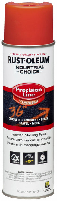 Rust-Oleum 1662838V Precision Line Marking Paint, Inverted Paint Dispensing, Fluorescent Red, 20 oz