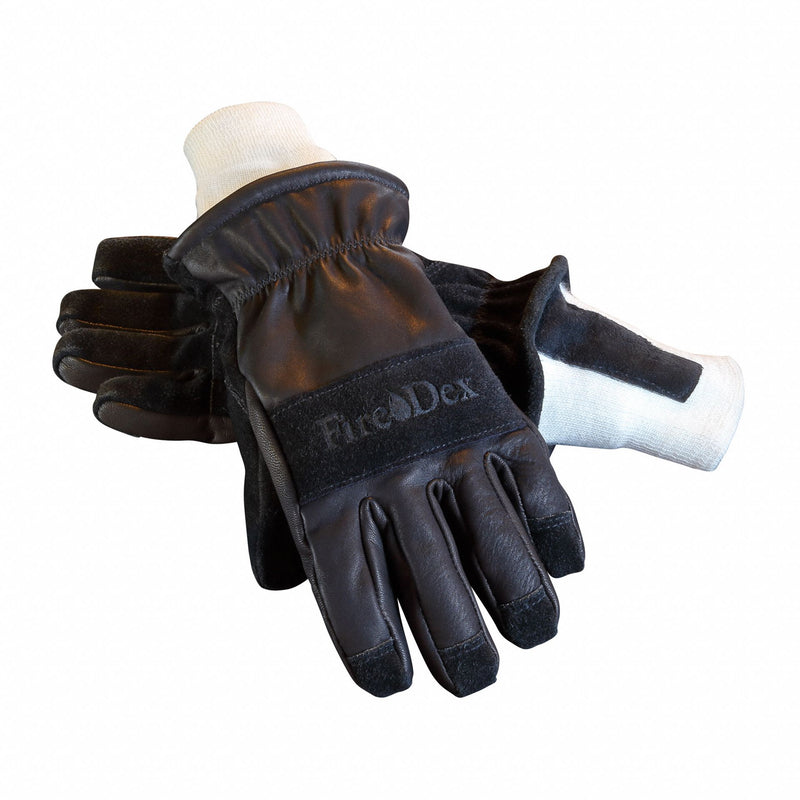 Fire-Dex G2NLGC Firefighter Gloves, Cowhide Leather Palm, Cowhide Leather, Nomex Thermal, Black, L, 1 PR