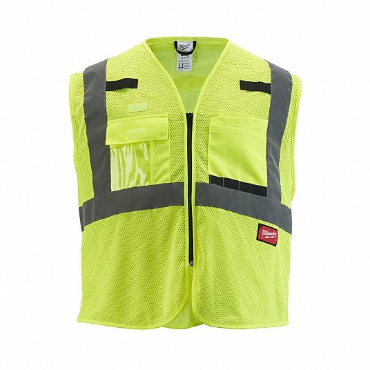 Milwaukee 48 - 73 - 5112 Safety Vest ANSI Class 2, U, L/XL, Lime, Mesh Polyester, Zipper, Single, Std Safety Vest - KVM Tools Inc.KV787V27