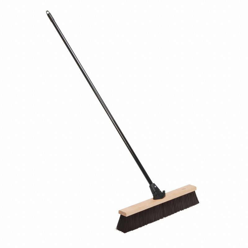 Ability One 7920-01-630-1595 Push Broom, 24 in Sweep Face, Stiff, Synthetic, Brown Bristle, 3 3/4 in Bristle Lg