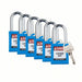 Brady SDPL - BLU - 38ST - KD6 Padlock Keyed Different, Nylon, Std Body Body Size, Steel, Std, Blue, 6 Pack Size - KVM Tools Inc.KV793EA7