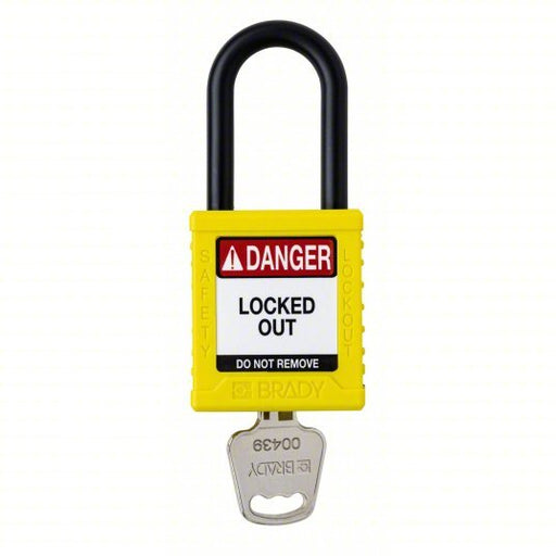 Brady SDPL - YLW - 38PL - KD Padlock Keyed Different, Nylon, Std Body Body Size, Plastic, Std, Yellow, 1 Pack Size - KVM Tools Inc.KV793ED0