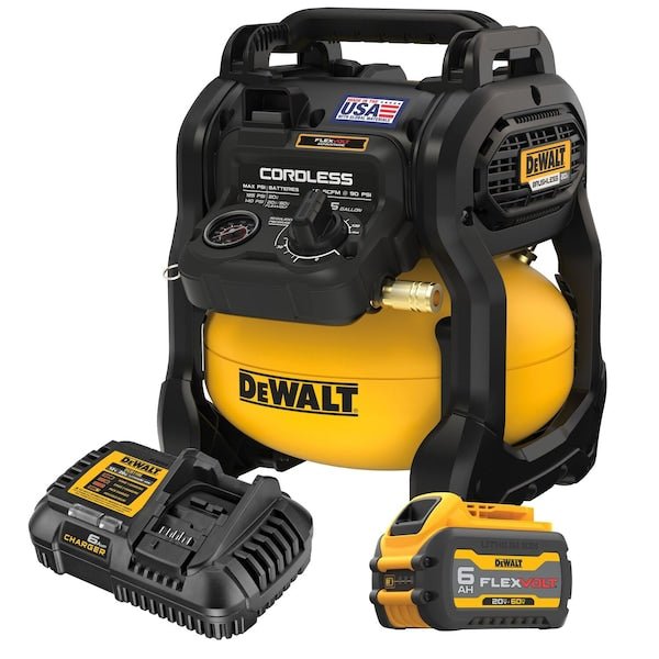 DeWalt DCC2520T1 Cordless Air Compressor Oil Free, 2.5 gal, Pancake, 0.4 hp, 1 scfm @ 90 psi, 20V DC, 22 A - KVM Tools Inc.KV61UU92