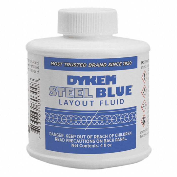 Dykem 80300 Steel Blue Layout Fluid, 4 fl oz Brush Cap Bottle