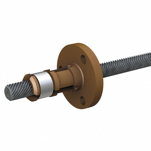 PBC Linear LSR1001T-0508-RCF-NNN-NNN-N Precision Lead Screw, 10 mm Screw Dia, 1 mm Lead, 508 mm Lg, Anti-Backlash Nut