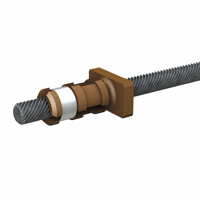 PBC Linear LSR0601T-0254-VCF-NNN-NNN-N Precision Lead Screw, 6 mm Screw Dia, 1 mm Lead, 254 mm Lg, Anti-Backlash Nut