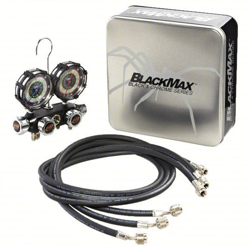 Blackmax MV4H4P5Z Manifold Gauge Set 4 Valves, 3 Hoses, Series BlackMax, 3 1/8 in Gauge - KVM Tools Inc.KV807N78