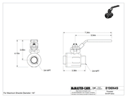 McMaster 8196N49 Threaded On/Off Valve, Steel with Lockable Lever Handle, 3/4 NPT Female x NPT Female