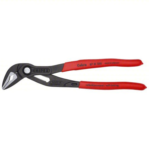Knipex 87 51 250 Water Pump Plier V, Push Button, 1 1/4 in Max Jaw Opening, 10 in Overall Lg, 19 Jaw Positions - KVM Tools Inc.KV10U044
