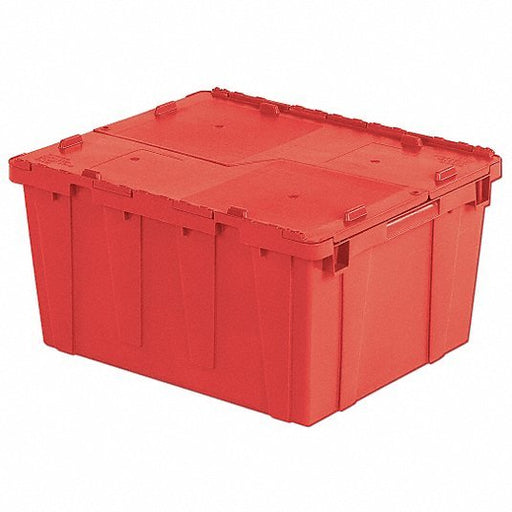Orbis FP261 Red Attached Lid Tote 20.2 gal, 23 7/8 in x 19 5/8 in x 12 5/8 in, Red Body, Red Lid, Plastic - KVM Tools Inc.KV8A445