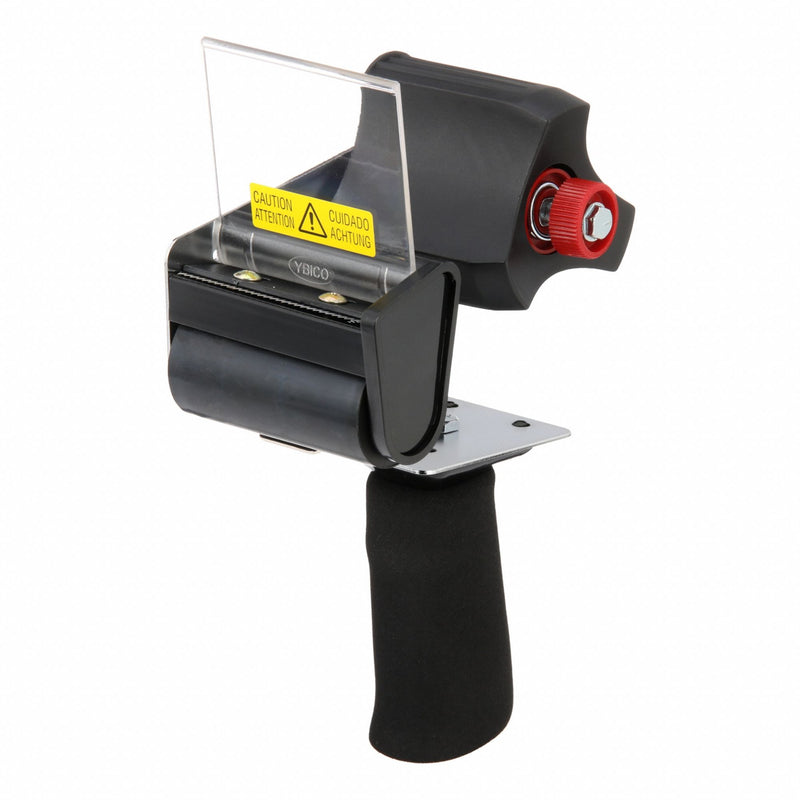 Safety Soft Touch D4143ABF Pistol-Grip Tape Dispenser, for 3 in Max Tape Width x 3 in Core, Foam Handle, Stainless Steel Retractable Blade, Black
