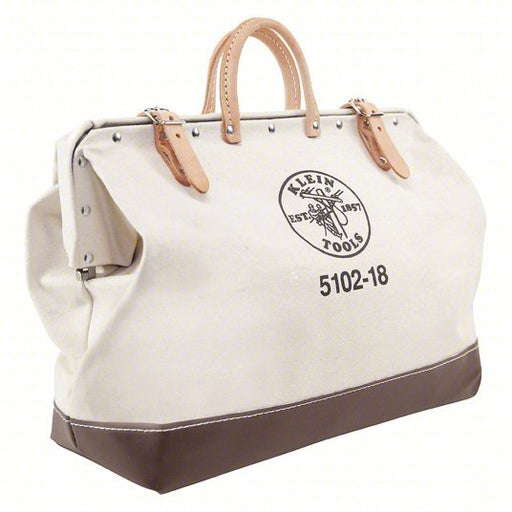 Klein 5102 - 18 Tool Bag Canvas, 1 Pockets, 18 in Overall Wd, 6 in Overall Dp, 14 in Overall Ht, Brown - KVM Tools Inc.KV8EDN3
