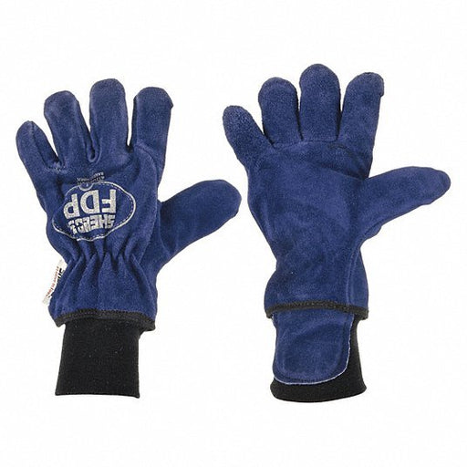 Shelby 5227 L Firefighter Gloves Cowhide Leather Palm, Cowhide Leather, Blue, Cuff Knit, L, 1 PR - KVM Tools Inc.KV9T520