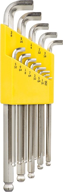 McMaster 90422A120 Stubby Ball - End High - Visibility L - Key Set 13 Pieces, Ball on Long Leg - KVM Tools Inc.KV90422A120