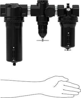 McMaster 9140N14 Compressed Air Filter/Regulator/Lubricator, Inline with Aluminum Bowl, 1-1/2 NPT Female