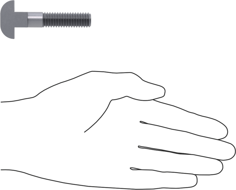 McMaster 91523A292 Steel Machined Neck T-Slot Bolt, M16×2 mm, 60 mm Long, for 16 mm Slot, Class 8.8, DIN 186