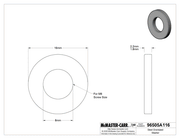 McMaster 96505A116 Steel Oversized Washer, for M8 Screw Size, 8.0 mm ID, 16.0 mm OD, Pack of 100