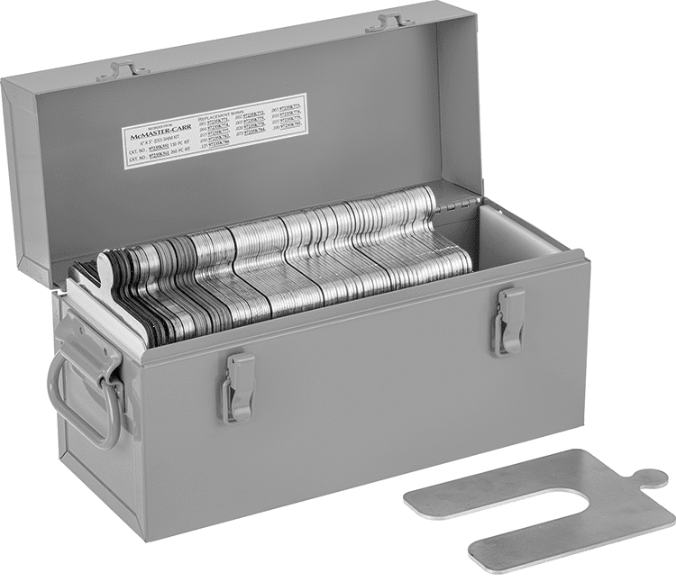 McMaster 97235K845 18 - 8 Stainless Steel Slotted Shim 260 - Piece Assortment, Trade Size C - KVM Tools Inc.KV97235K845