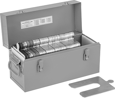 McMaster 97235K855 18 - 8 Stainless Steel Slotted Shim 260 - Piece Assortment, Trade Size D - KVM Tools Inc.KV97235K855