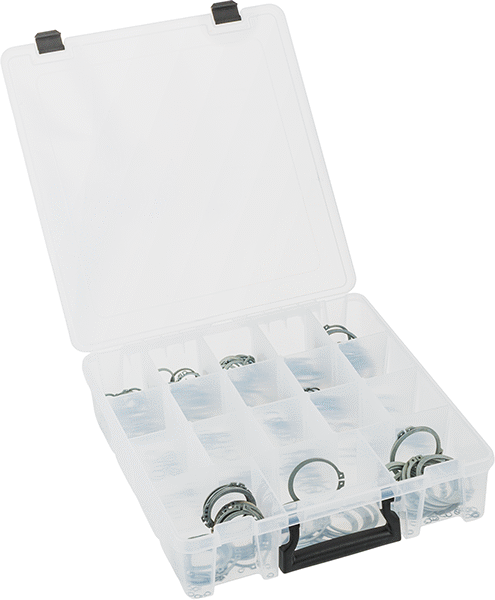 McMaster 98552A985 External Retaining Ring Assortment, for Metric with 440 Pieces, Zinc-Chromate Plated Steel