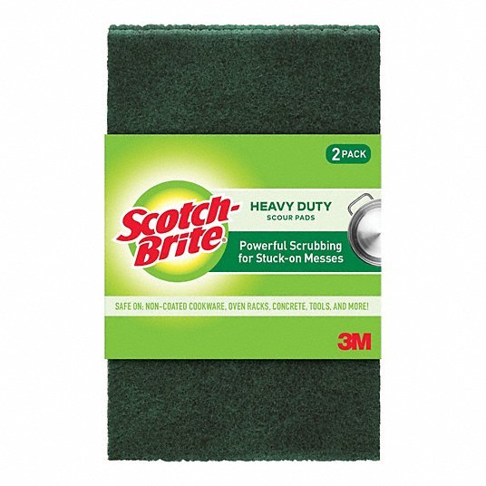 Scotch - Brite 222 Scotch - Brite Heavy Duty Scour Pad Synthetic Fiber, 6 in Lg, 3 3/4 in Wd, 2 PK - KVM Tools Inc.KV874KZ4