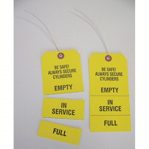 Badger Tag & Label Corp 499 Cylinder Tags 8 Tag Size, Yellow, Single Part Tag, Wire, 100 Tags, 100 PK - KVM Tools Inc.KV9HN35