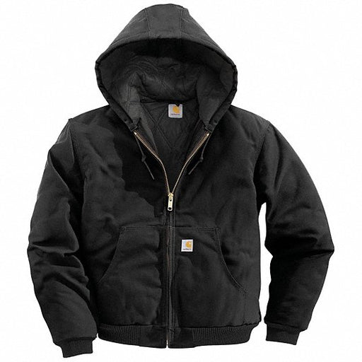 Carhartt J140-BLK MED TLL Men's Black Cotton Hooded Duck Jacket size M Tall - KVM Tools Inc.KV9YR98