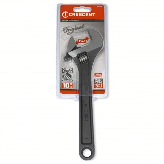 Crescent AT210VS Adjustable Wrench Alloy Steel, Black Oxide, 10 in Overall Lg, 1 5/16 in Jaw Capacity - KVM Tools Inc.KV54XN37