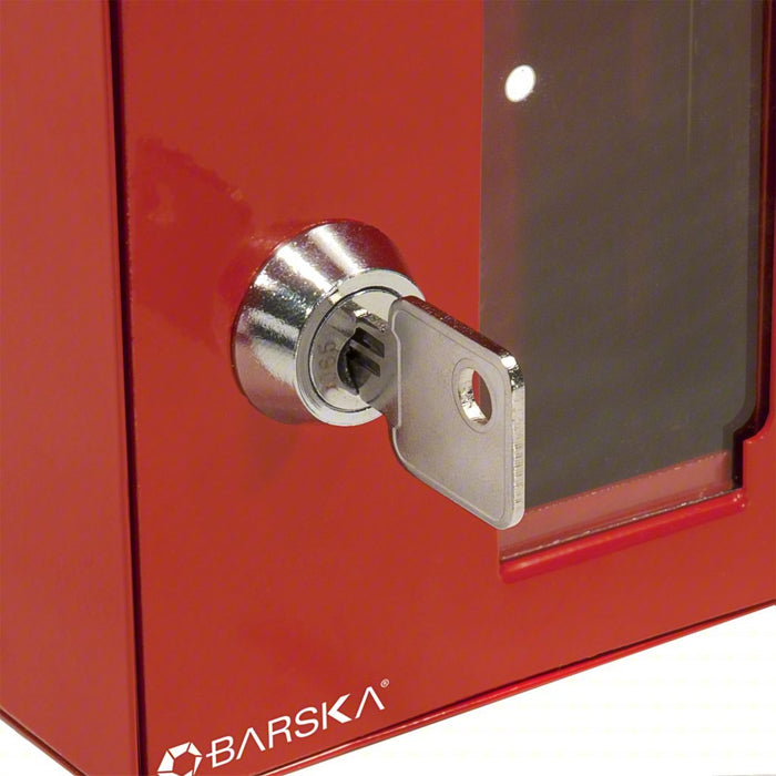 Barska AX11838 Key Box 1 Key Capacity, Single Key Lock, Steel, Red, 4 in Ht, 4 in Wd, 2 in Dp, Wall Mount - KVM Tools Inc.KV45CP15