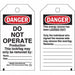 Brady 50199 Danger Tag, Danger, Danger Do Not Operate, Polyester, Date/Name/Remarks, Write-On Surface, Tag