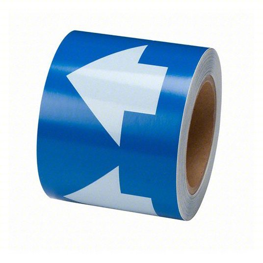 Brady 91289 Arrow Tape Blue, White, 4 in Wd, 90 ft Roll Lg - KVM Tools Inc.KV3GTN6