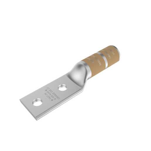 Burndy YA372N Compression Terminal, 650 kcmil Cu, 2-Hole, 1/2