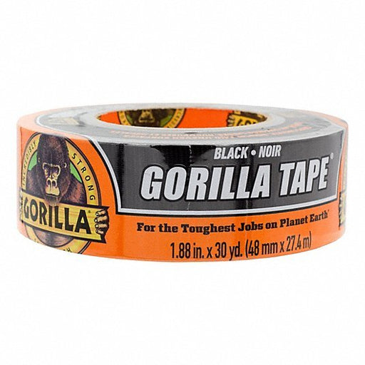 Gorilla 105629 Duct Tape Black, 1 7/8 in Roll Wd, 30 yd Overall Roll Lg, 16.8 mil Thick, Rubber - KVM Tools Inc.KV787ER2