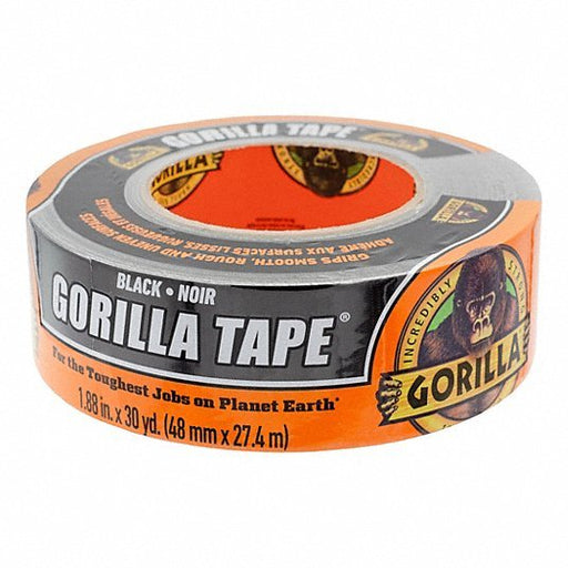 Gorilla 105629 Duct Tape Black, 1 7/8 in Roll Wd, 30 yd Overall Roll Lg, 16.8 mil Thick, Rubber - KVM Tools Inc.KV787ER2