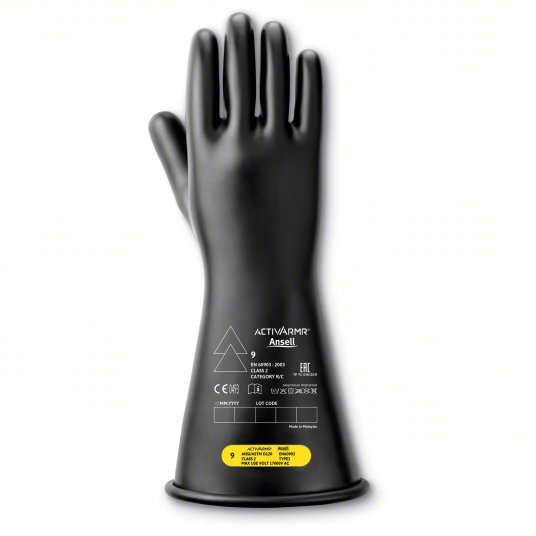 Ansell Activarmr CLASS 2 B 14 Hyflex Electrical Gloves, Class 2, Black, Sz 9, PR - KVM Tools Inc.KV24TN22
