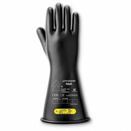 Ansell Activarmr CLASS 2 B 14 Electrical Insulating Gloves 17000V AC/25500V DC, 14 in Glove Lg, Straight Cuff, Black, 1 PR - KVM Tools Inc.KV24TN23