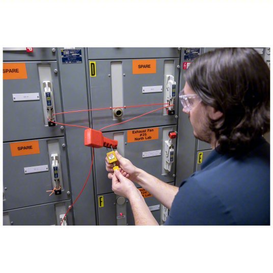 Brady 50941 Cable Lockout Pinch Point/Tab Cinching, Includes Cable, Nylon, 8 ft Cable Lg, Red - KVM Tools Inc.KV5TA70