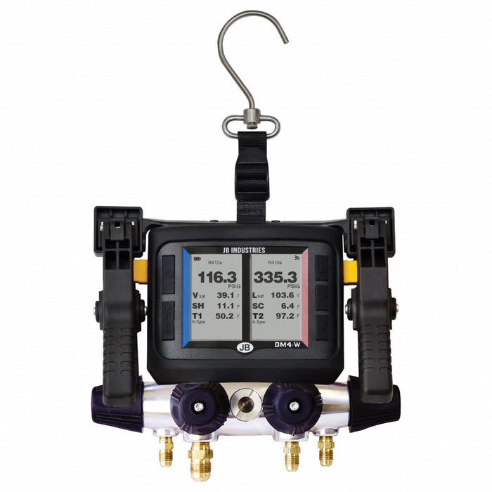 JB Industries DM4-ZW Manifold Gauge Kit, 4 Valves, 4 Hoses, Series CLIMATE, 3 in Gauge, JB GO/JB GO V2