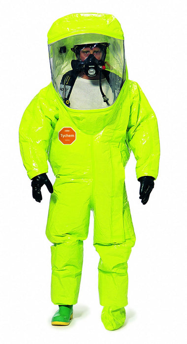 DuPont TK554TLYXL000100 Encapsulated Suit, Hook-and-Loop, Front, Yellow, Taped Seam, Fully Encapsulated Suit, SCBA, A