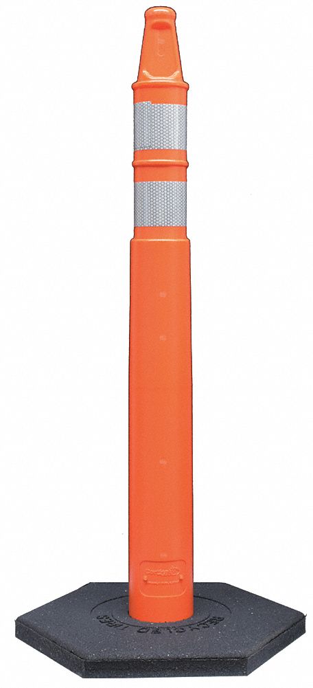 Approved Vendor 03-710RBC-B Delineator, MUTCD, Permanent/Portable, 43 in Overall Ht, Flat Top, High-Intensity Prismatic, Orange