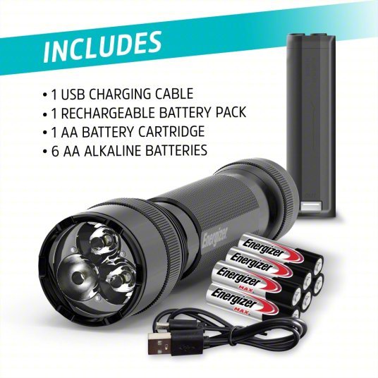 Energizer ENYMHT61 Flashlight Rechargeable, 1,200 lm Max Brightness, USB Cord Charger Included, Black - KVM Tools Inc.KV797EY3