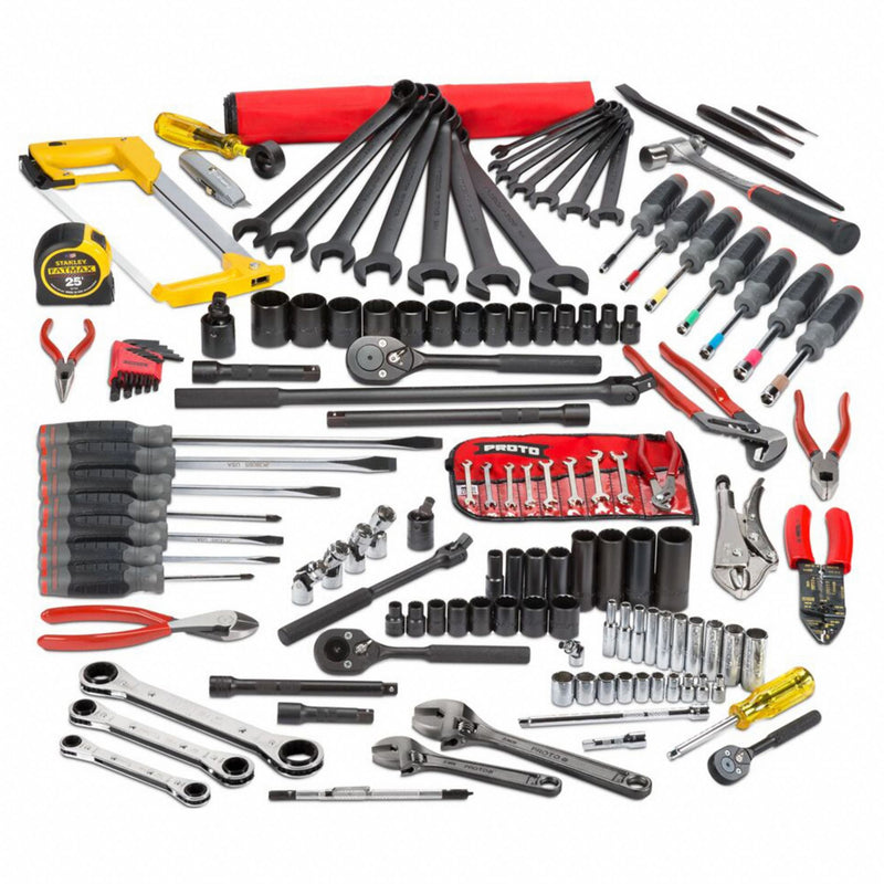 Proto JTS-0141RR Railroad Tool Set, 141 Total Pcs, SAE, 1/4 in/3/8 in/1/2 in Socket Drive Size