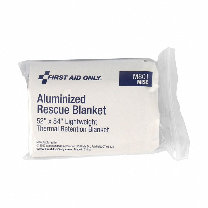 First Aid Only 21-005 Rescue Blanket, Poly-Film, Silver, 52 in Wd, 84 in Lg