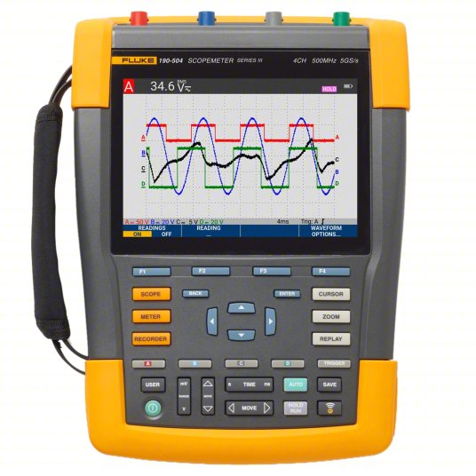 Fluke FLUKE-190-504-III Handheld Oscilloscope Portable Handheld Digital Oscilloscopes, Fully Isolated, Auto, True RMS